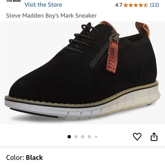 NWT Steve Madden Boy's Mark Sneakers Boys‎ New Black Dress Shoes Size Youth 5 - Picture 2 of 9